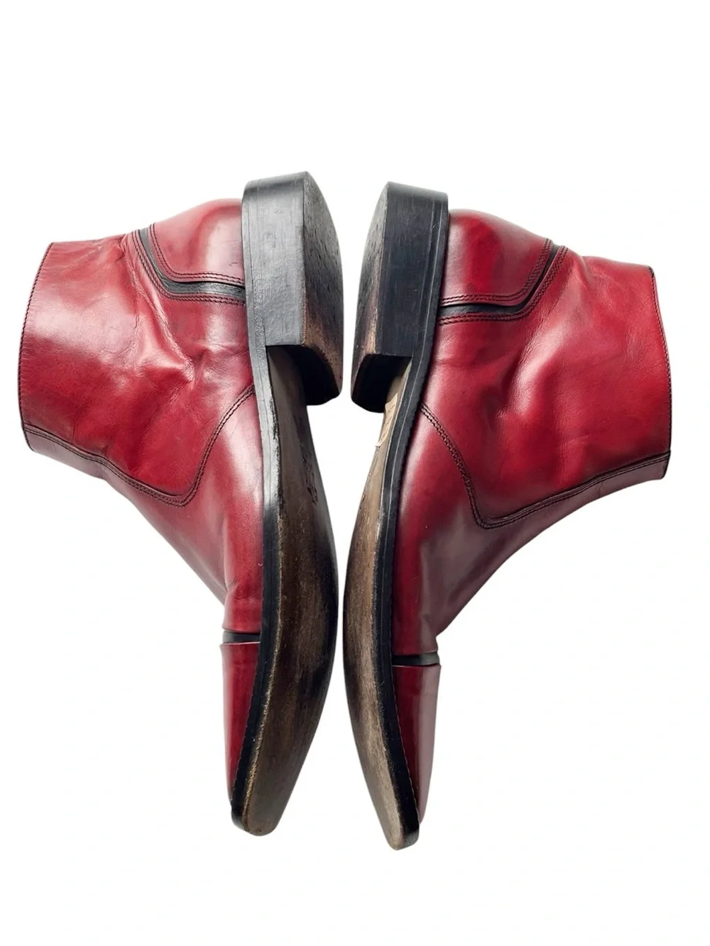 TEMY Vintage Italian Men’s Leather Burgundy/Red Ankle Boot with side zip | EU 42